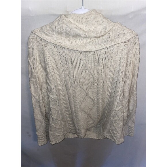 Bad Little Country Girl Women’s Cowl Neck Sweater Size Large Ivory Cable Knit - Picture 8 of 12